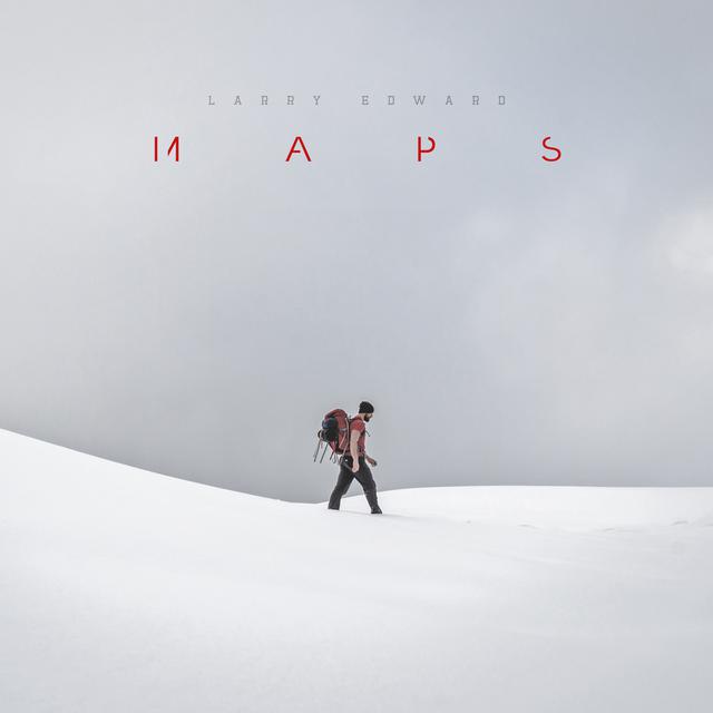 Album art for Maps by Larry Edward. Larry treking through the snow.